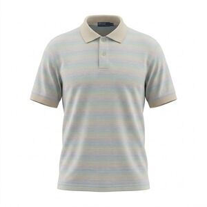 Como Sport Mens Large Polo‎ Shirt Made in Italy Double Mercerized Cotton Striped